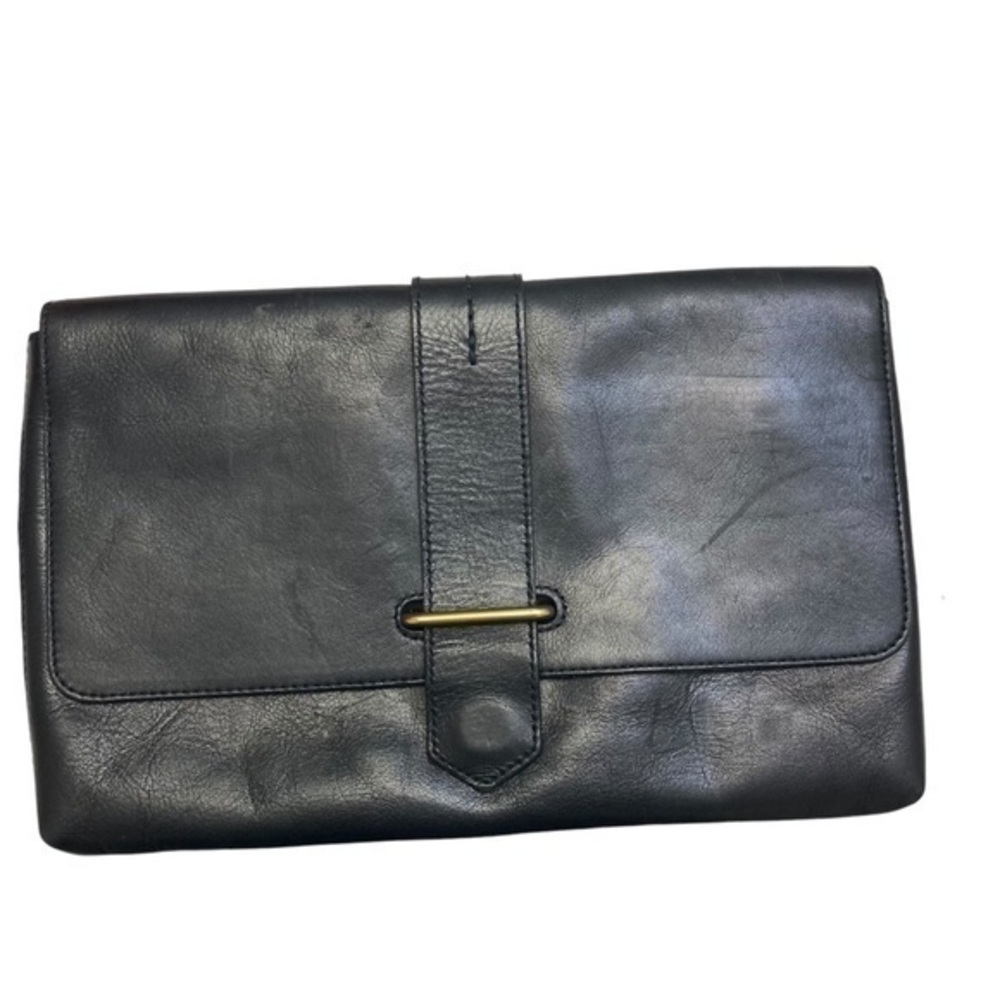 Madewell black leather clutch bag